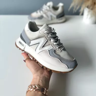 Adidasi dama casual albi cu gri 2532 N7-2